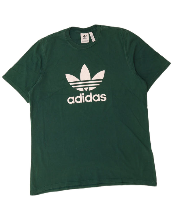 Adidas Mens Graphic T-Shirt Top XL Green Cotton