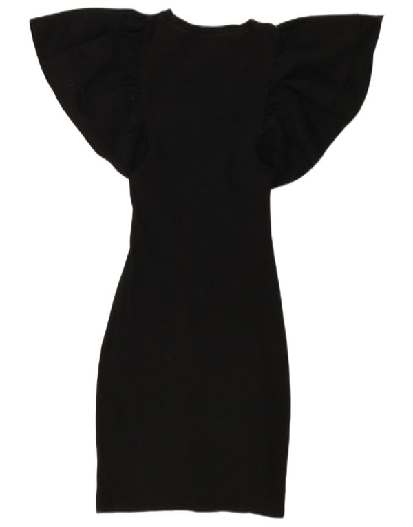 Zara Womens Batwing Bodycon Dress UK 8 Small Black Bomuld