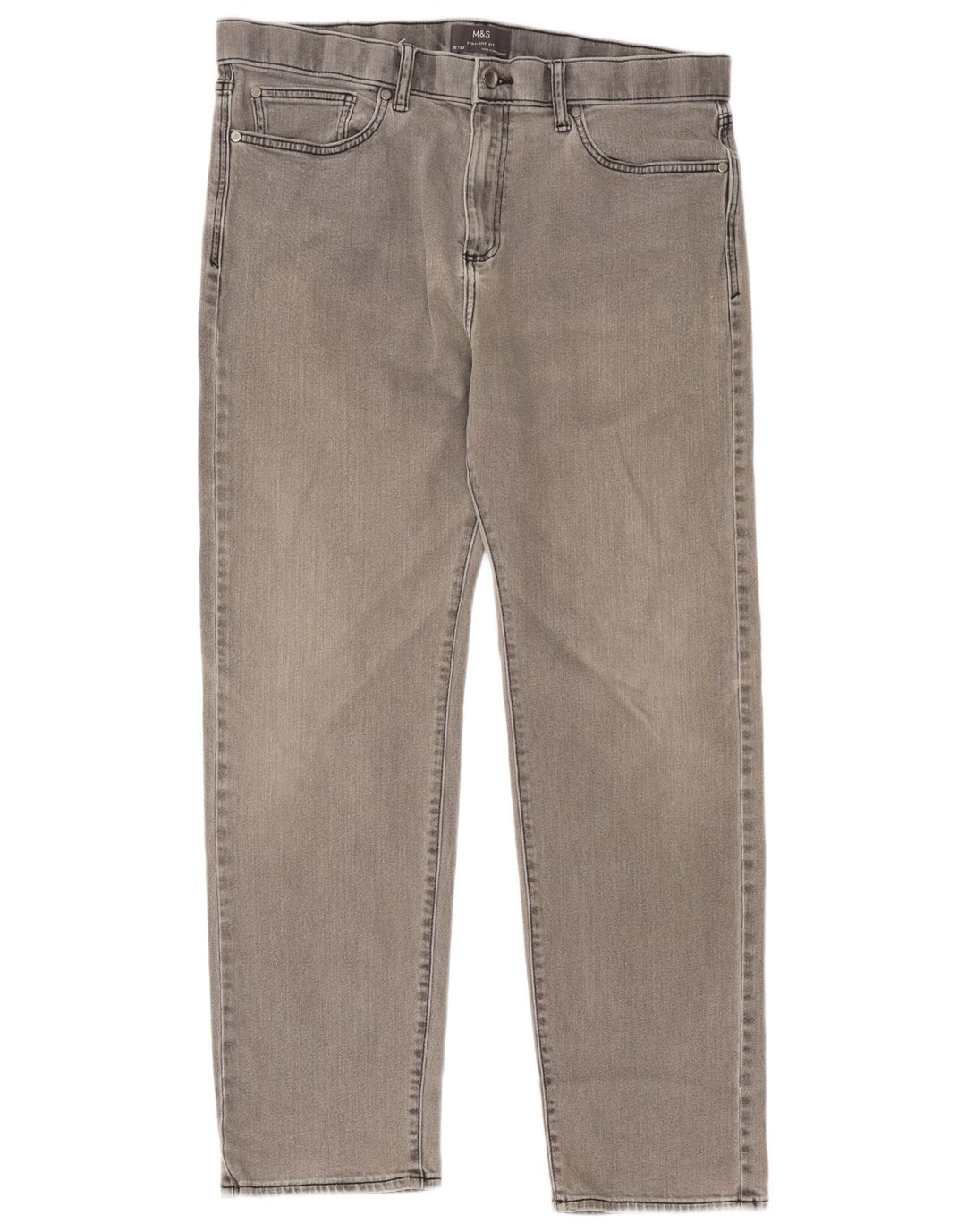 Marks & Spencer Mens Straight Jeans W36 L33 Grey Cotton