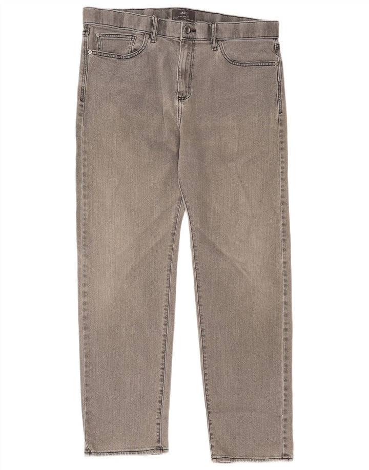 Marks & Spencer Mens Straight Jeans W36 L33 Grey Cotton