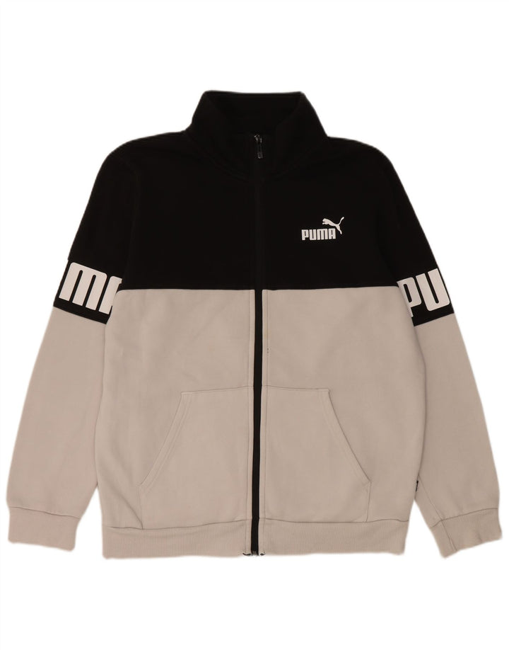 Puma Herren-Trainingsanzug mit grafischem Oberteil, Mittelschwarz, Colourblock-Baumwolle