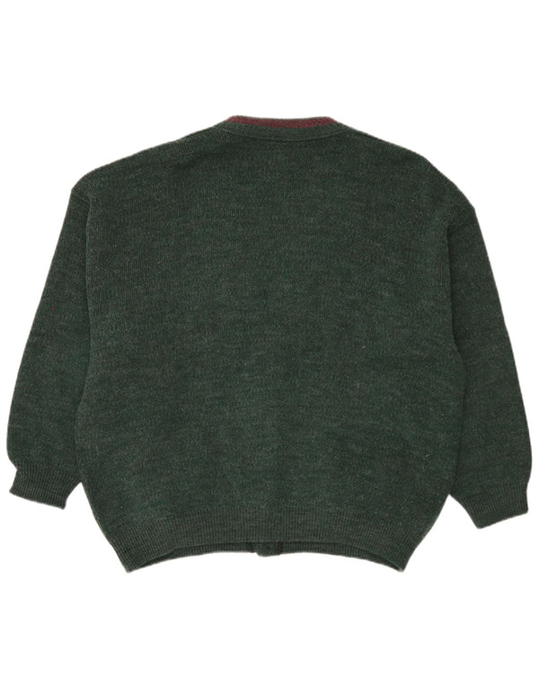 Vintage Mens Cardigan Sweater XL Green Wool