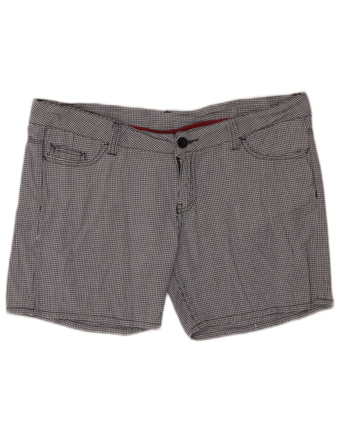 Converse Womens Casual Shorts Large W34 Navy Blue Gingham Cotton