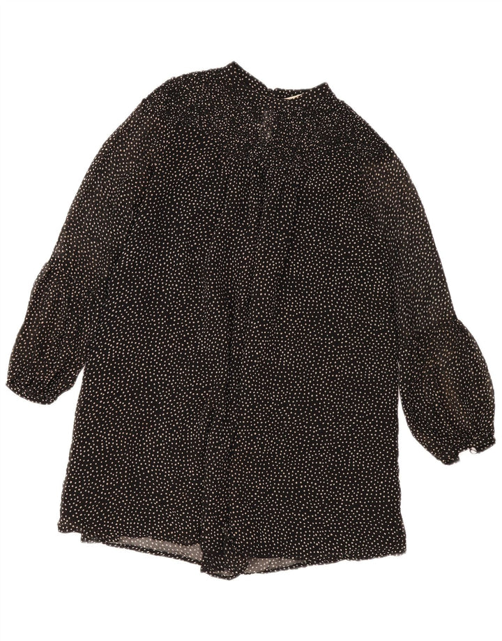 Zara Womens Tiered Dress UK 14 Medium Black Spotted