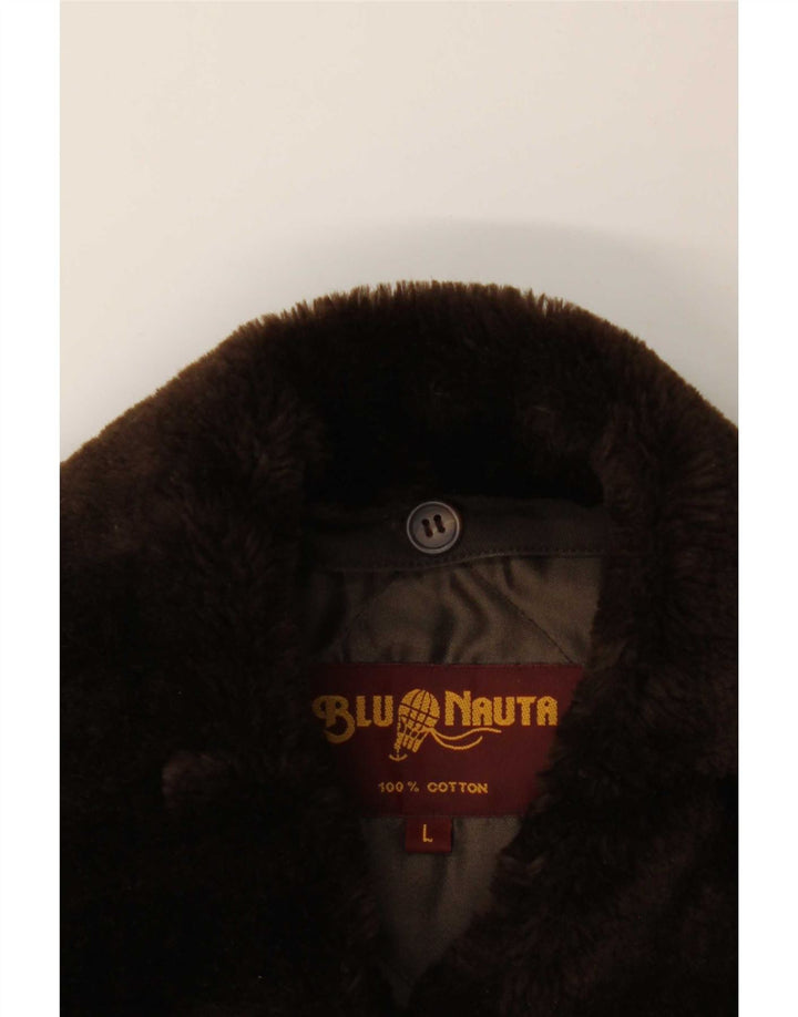 Blu Nauta Womens Overcoat UK 40 Large Brown Cotton