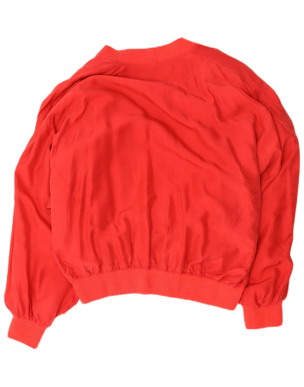 Vintage hombres gráfico bomber chaqueta Reino Unido 42 XL seda roja