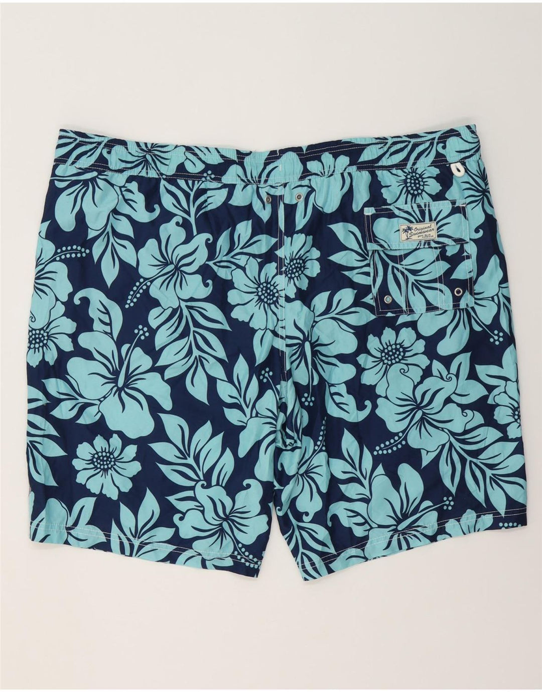 MARKS & SPENCER Mens Swimming Shorts 2XL  Navy Blue Floral Polyester