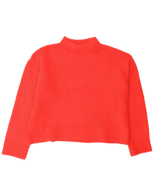 Zara Pull court surdimensionné à col roulé pour femme UK 10 Petit Orange