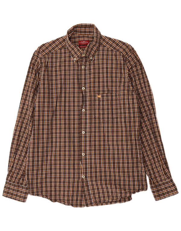 Carrera Camicia da uomo in flanella vestibilità regolare, cotone a quadri marroni grandi