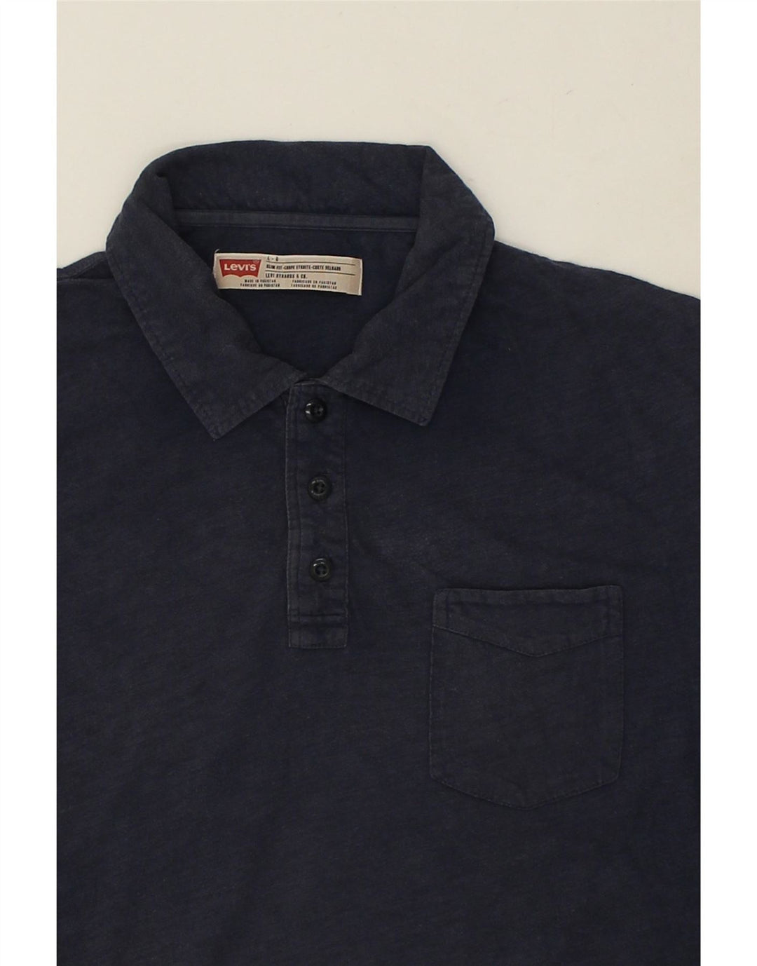 LEVI'S Mens Slim Fit Polo Shirt Large Navy Blue Vintage Levi's and Second-Hand Levi's from Messina Hembry 