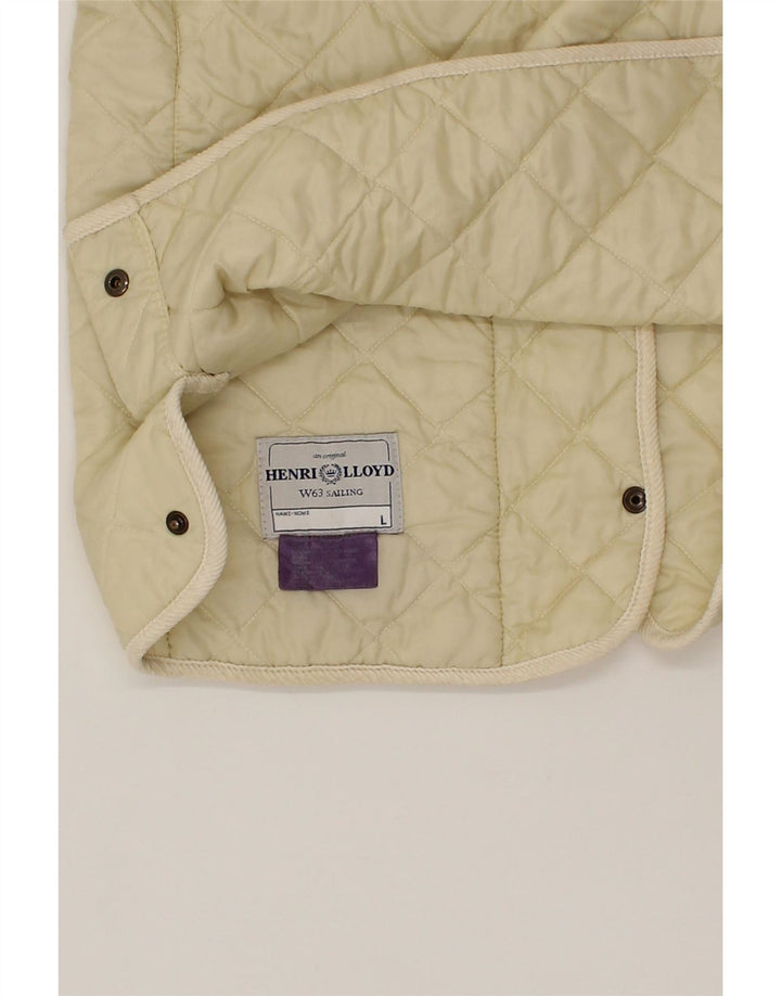 HENRI LLOYD Womens Quilted Jacket UK 16 Large Off White Nylon Vintage Henri Lloyd and Second-Hand Henri Lloyd from Messina Hembry 