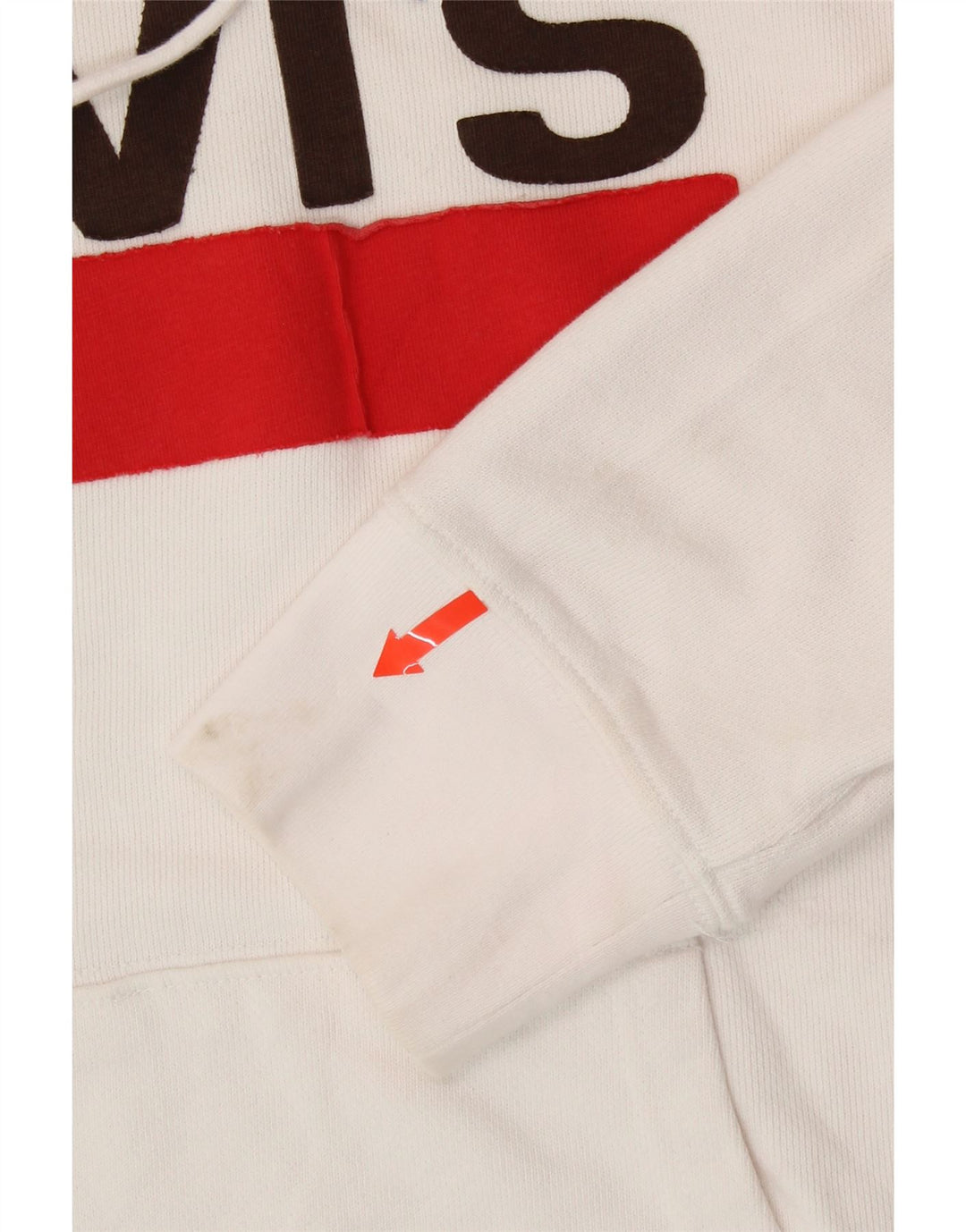 LEVI'S Mens Graphic Hoodie Jumper Medium White Cotton Vintage Levi's and Second-Hand Levi's from Messina Hembry 