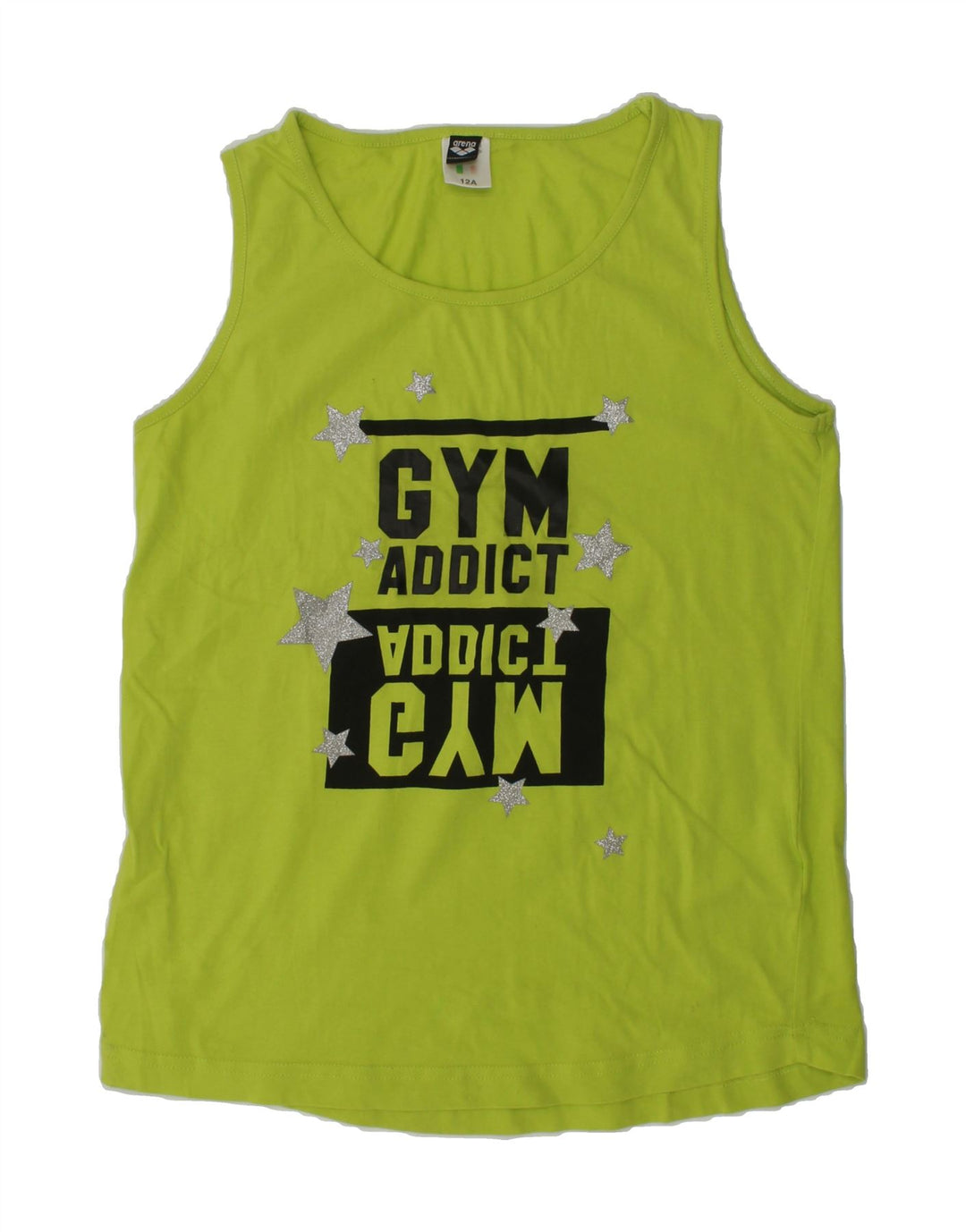 ARENA Girls Graphic Vest Top 11-12 Years Yellow | Vintage Arena | Thrift | Second-Hand Arena | Used Clothing | Messina Hembry 