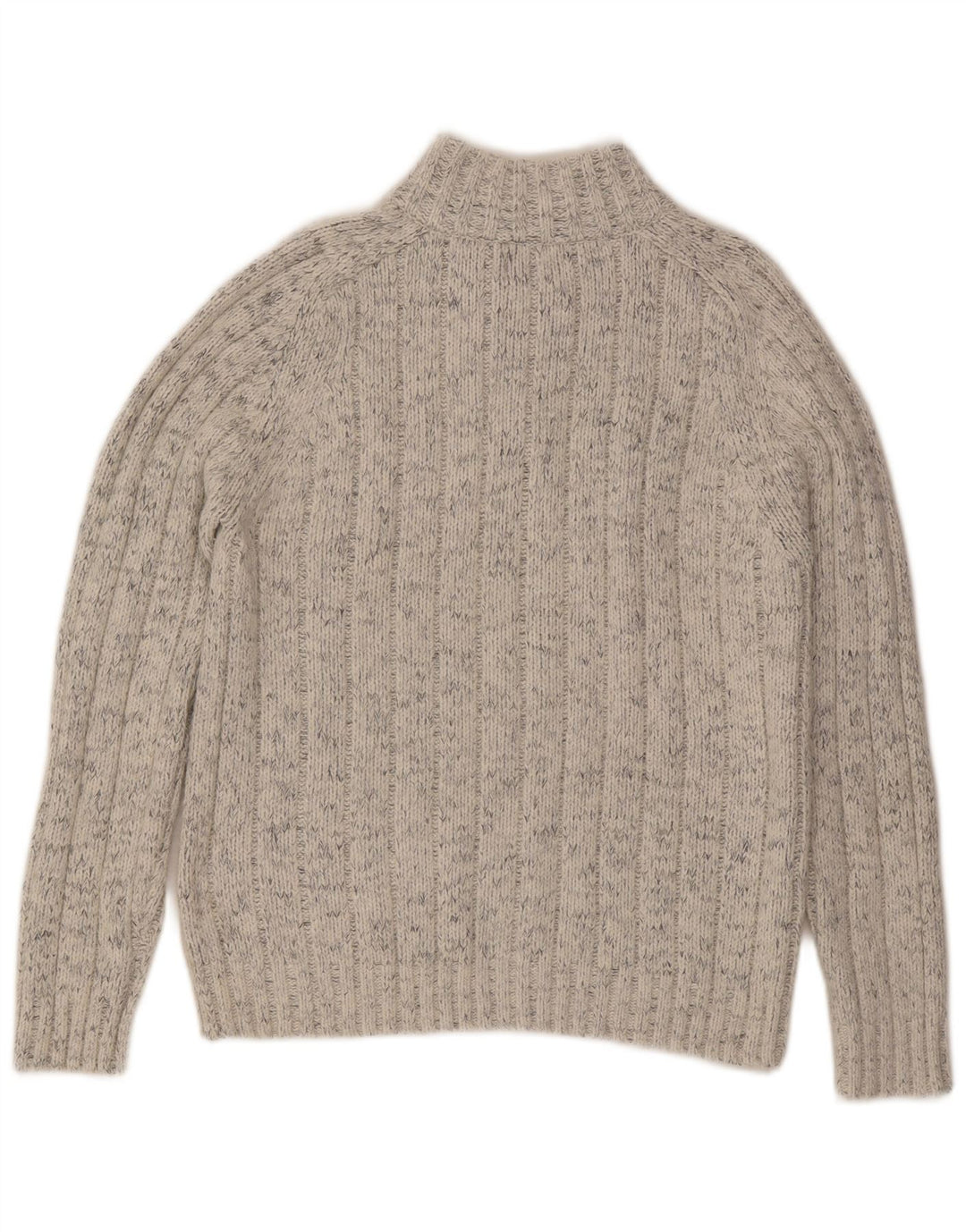 Marks & Spencer Mens Zip Neck Jumper Sweater Medium Beige Flecked Acrylic