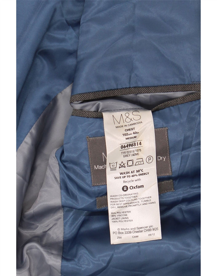 Marks & Spencer Veste blazer à 2 boutons pour homme UK 40 Gris moyen Polyester