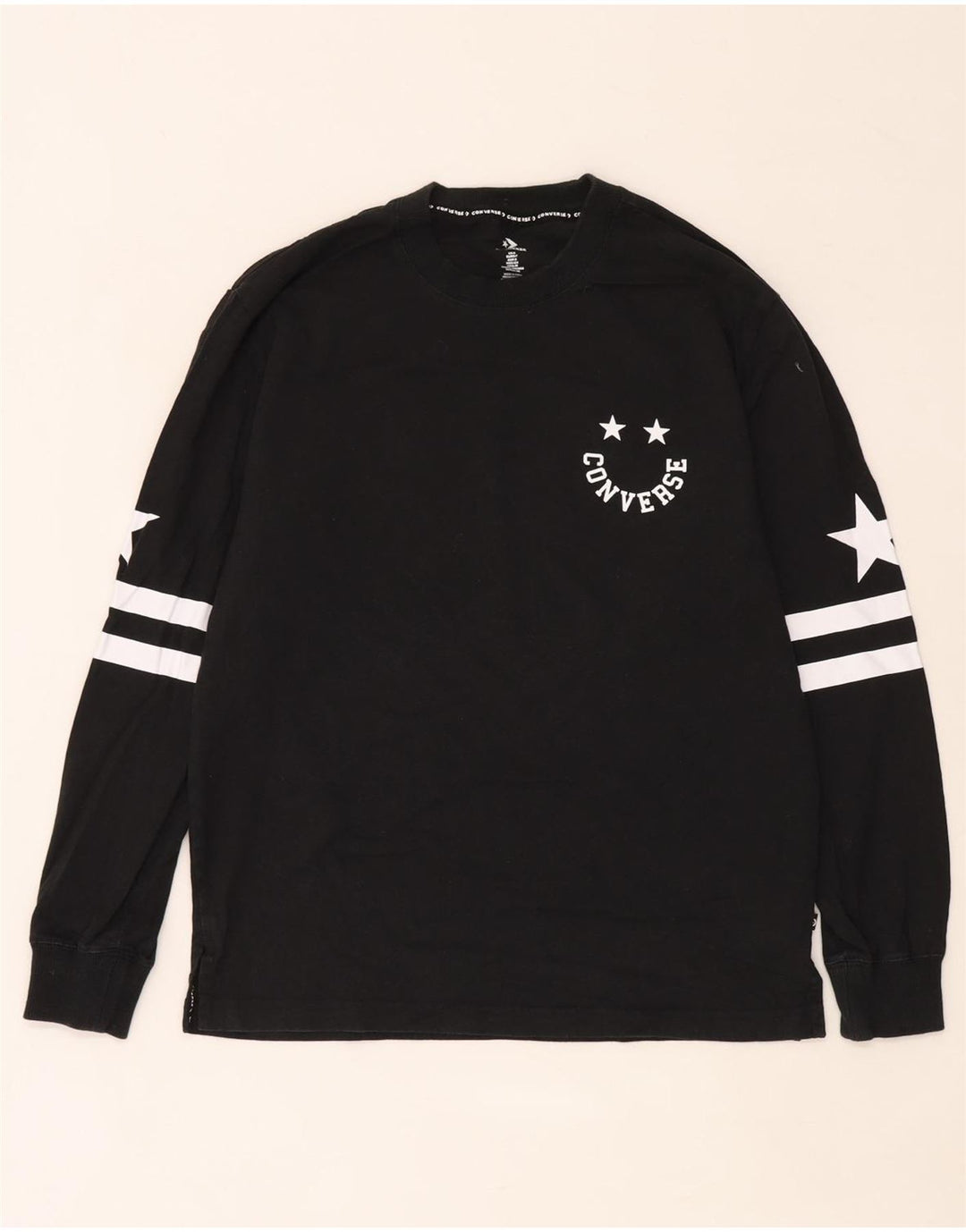 Converse Mens Graphic Top Long Sleeve Small Black Cotton