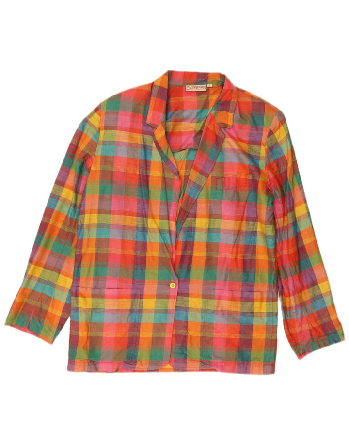 Express Womens 1 Button Blazer Jacket UK 10 Small Multicoloured Check