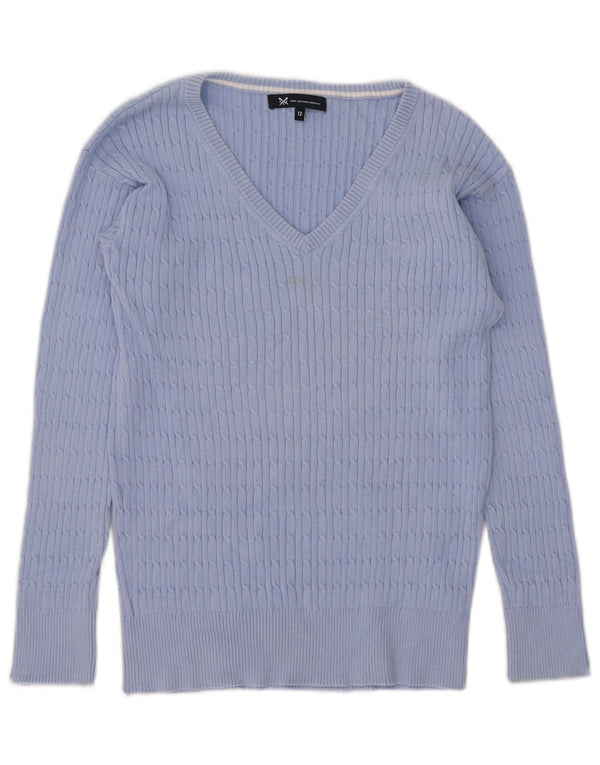 Besætningstøj Dame V-hals sweater UK 12 Medium Blue Bomuld