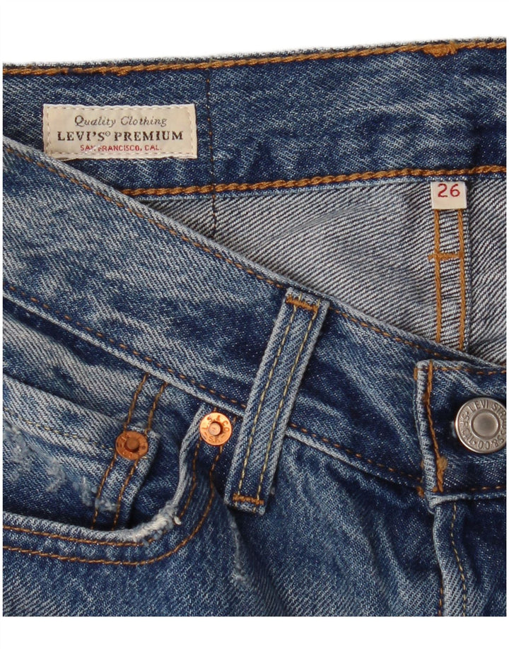 LEVI'S Womens Distressed Denim Skirt W26 Small Blue Cotton