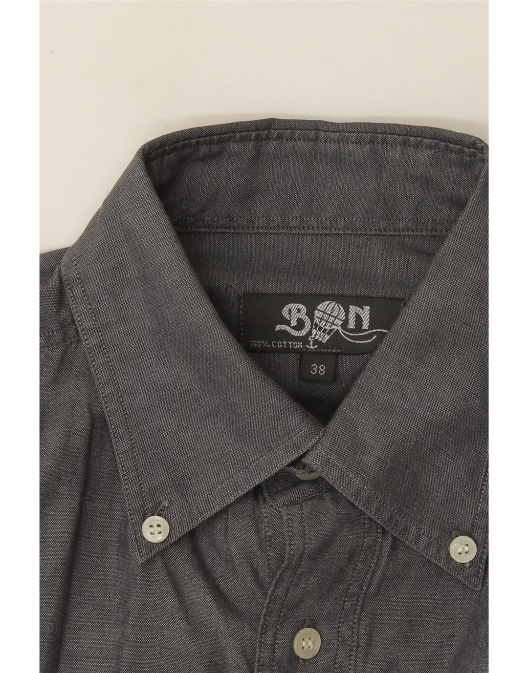 Vintage Mens Shirt Size 38 Medium Grey Cotton