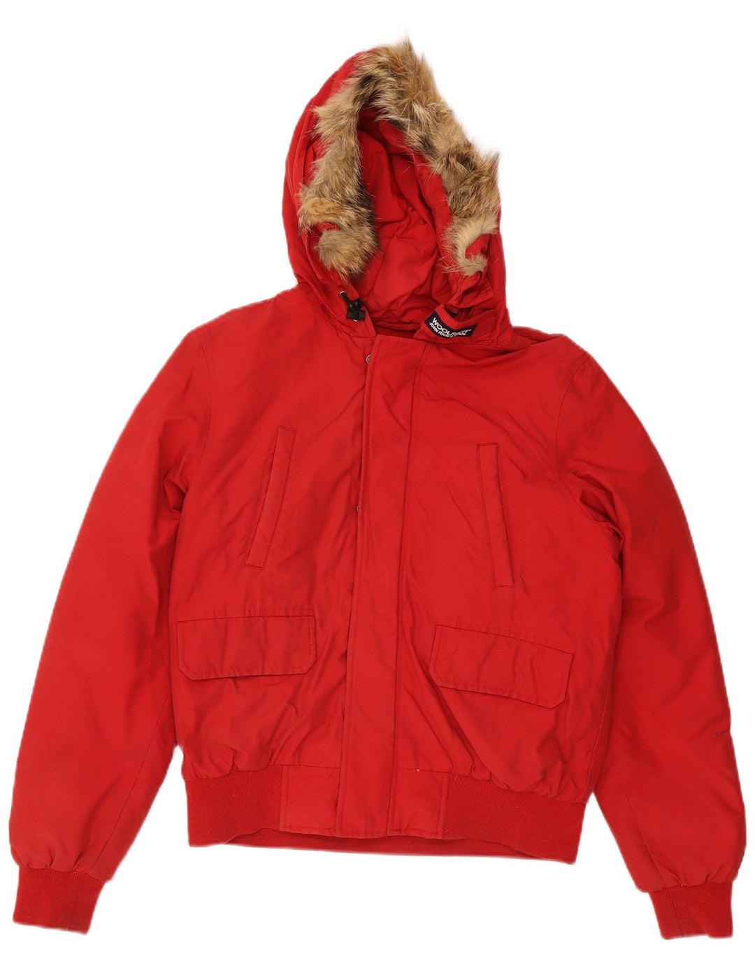 Woolrich Boys Hooded Padded Jacket 13-14 Years Red Cotton