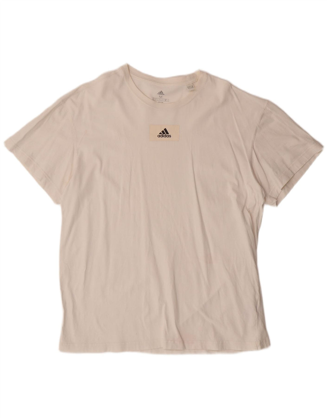 ADIDAS Mens T-Shirt Top Medium Off White Cotton