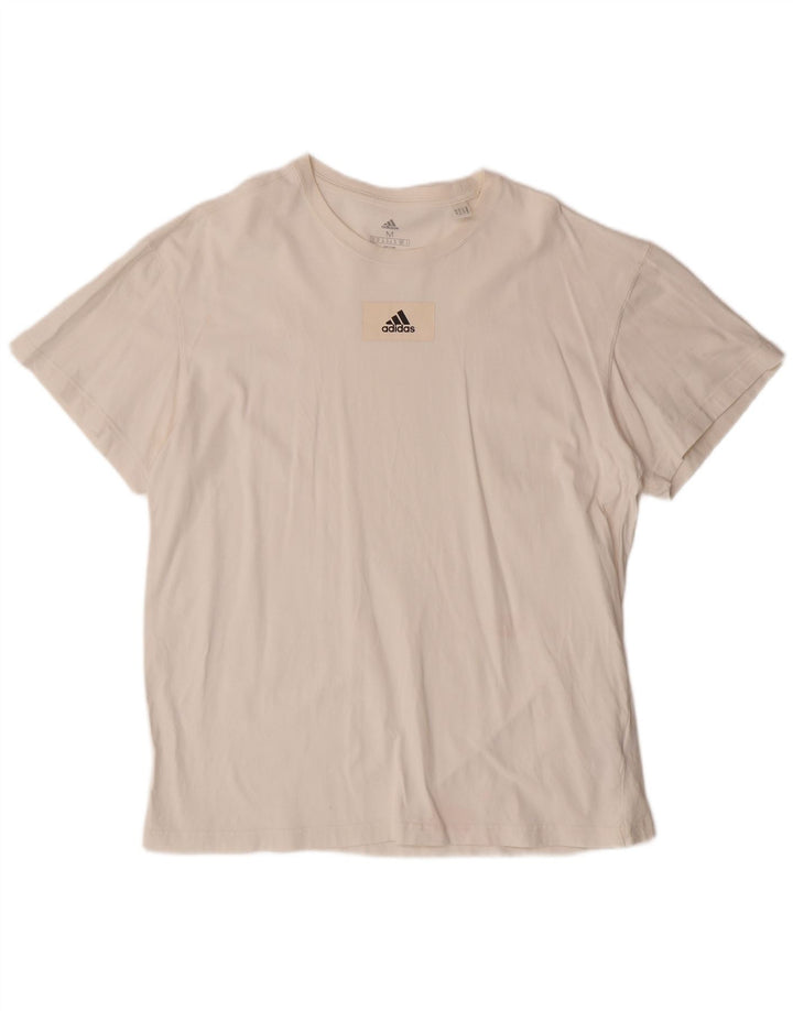 ADIDAS Mens T-Shirt Top Medium Off White Cotton