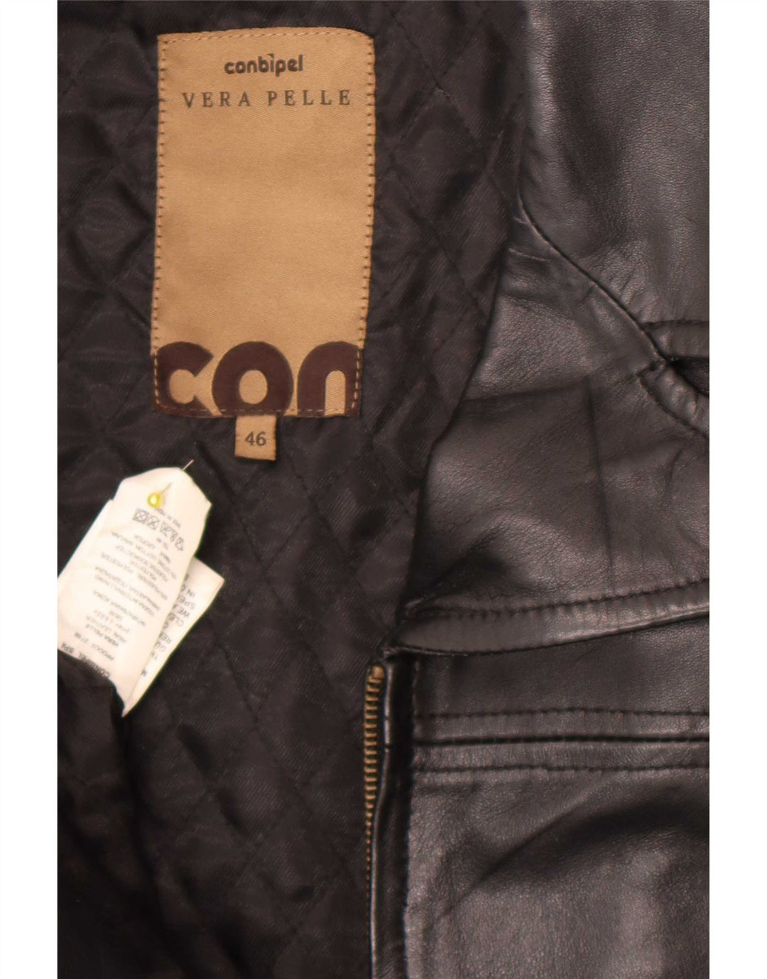 Conbipel Womens Leather Jacket IT 46 Large Black Leather
