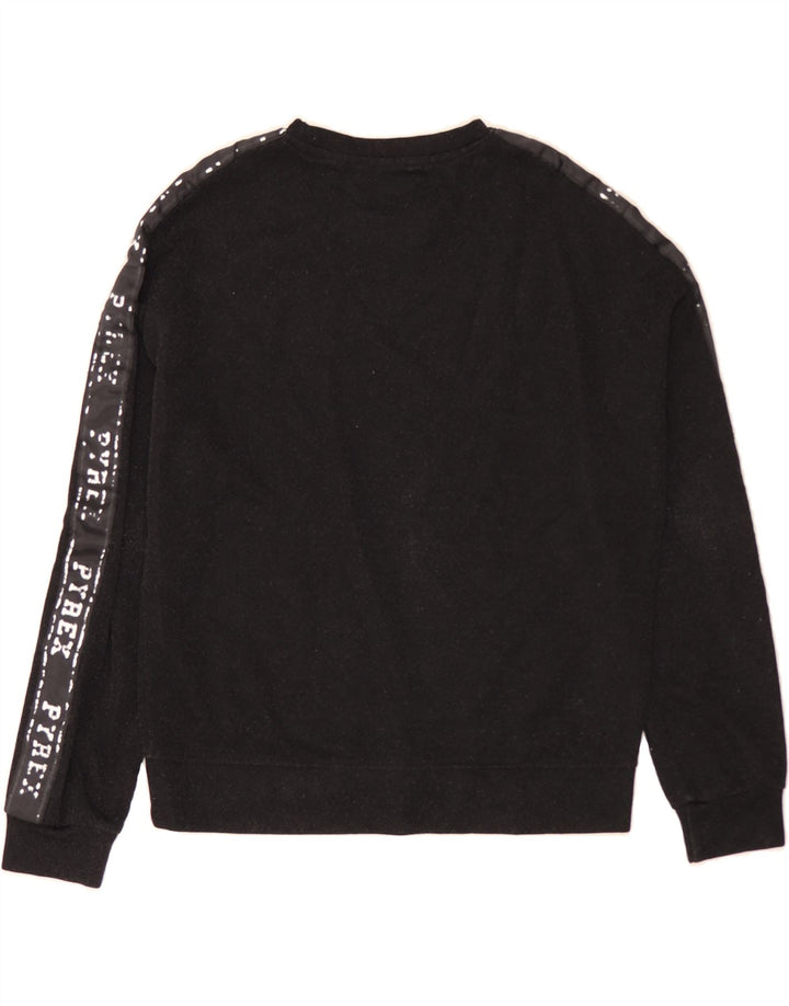 PYREX Womens Graphic Sweatshirt Jumper UK 10 Small Black Flecked Viscose Vintage Pyrex and Second-Hand Pyrex from Messina Hembry 