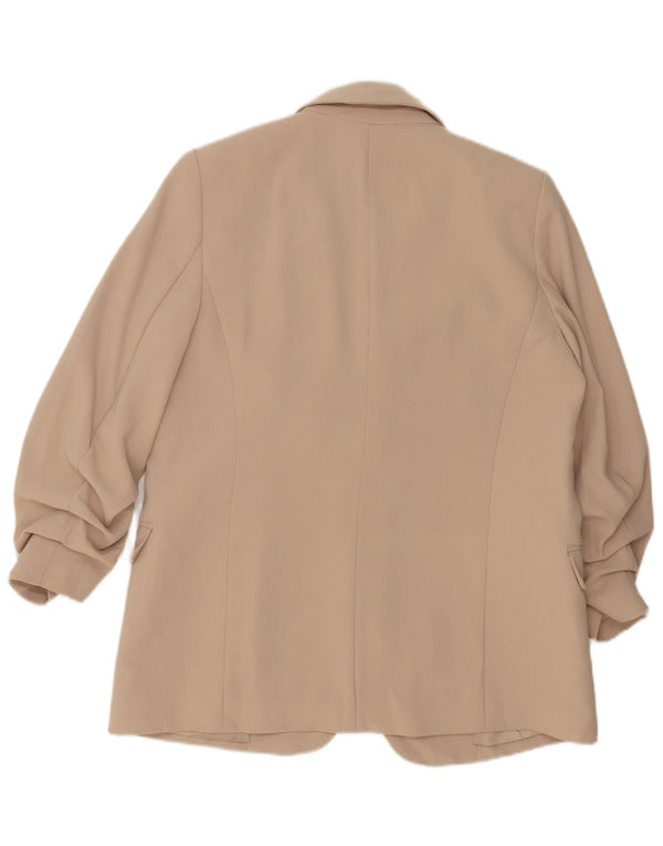 Marks & Spencer Womens Open Blazer Jacket UK 12 Medium Beige Polyester