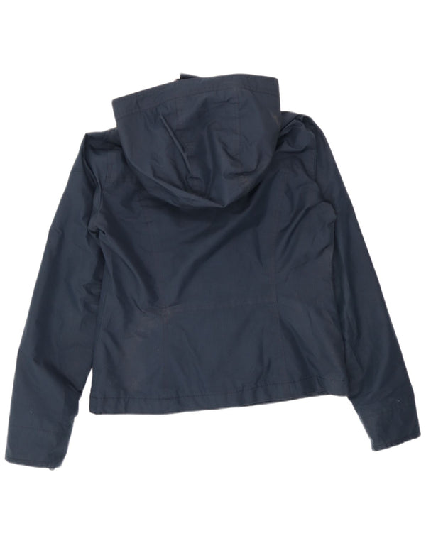 Giubbotto bomber con cappuccio da donna Hollister UK 10 piccolo poliestere blu navy