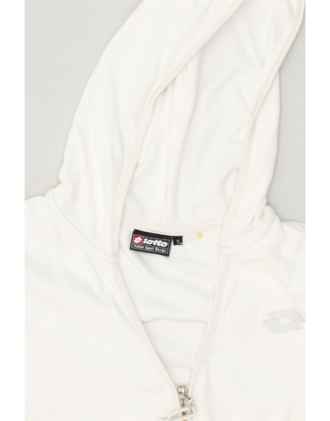 LOTTO Womens Loose Fit Zip Hoodie Sweater UK 10 Small White Cotton | Vintage Lotto | Thrift | Second-Hand Lotto | Used Clothing | Messina Hembry 
