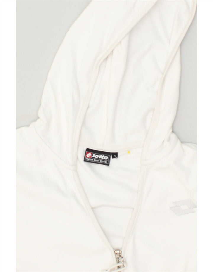 LOTTO Womens Loose Fit Zip Hoodie Sweater UK 10 Small White Cotton | Vintage Lotto | Thrift | Second-Hand Lotto | Used Clothing | Messina Hembry 