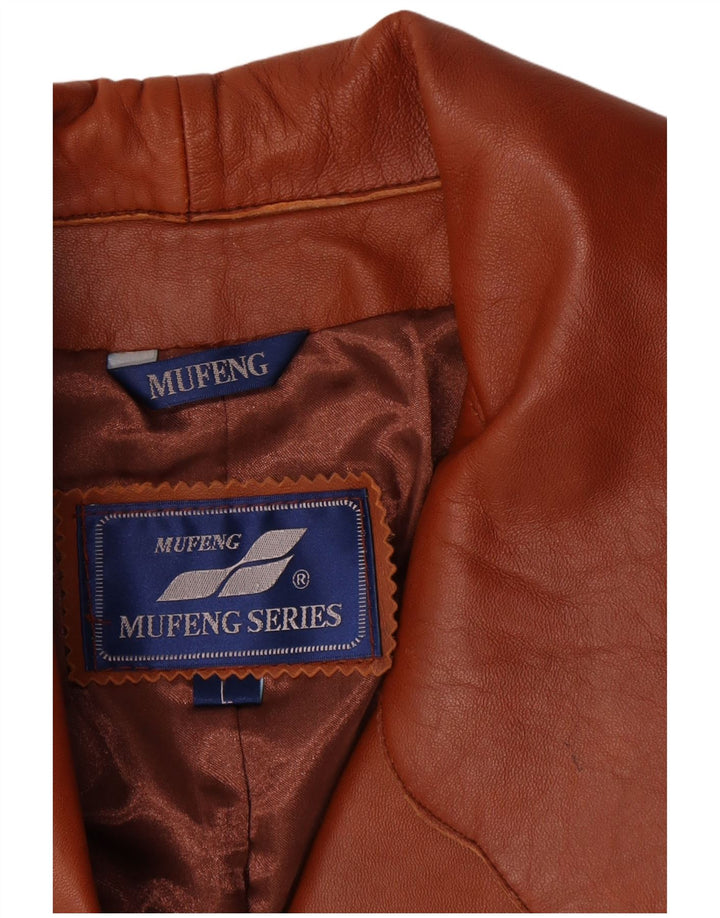 Jaqueta de couro feminina vintage Reino Unido 14 grande marrom retrô