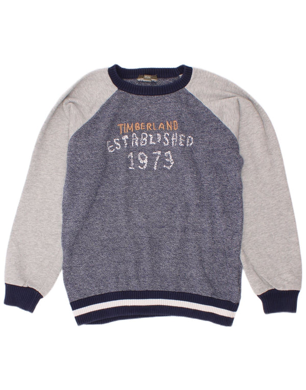 Timberland Pull à col rond pour garçon 9-10 ans Bleu Colorblock