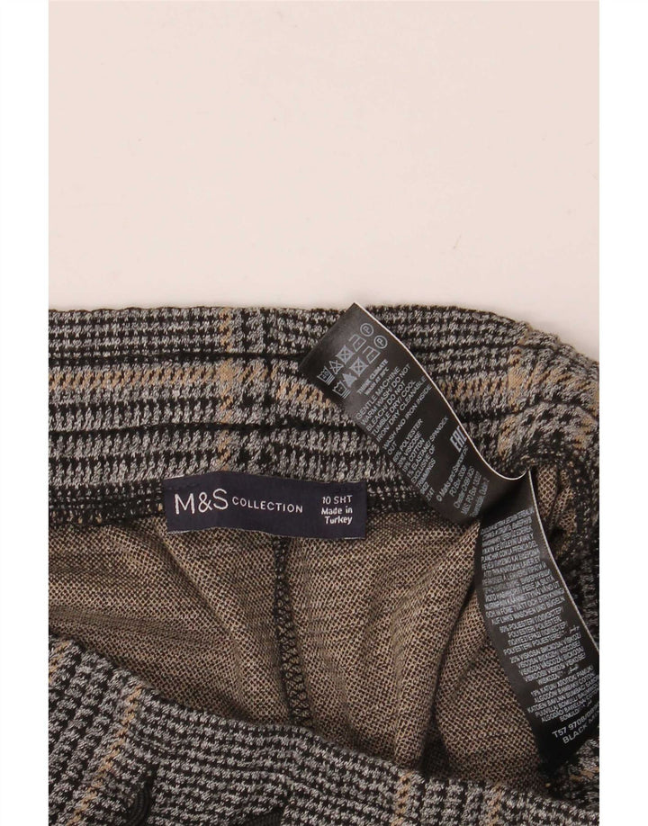 Marks & Spencer Womens Trousers UK 10 Small W30 L26 Grey Houndstooth