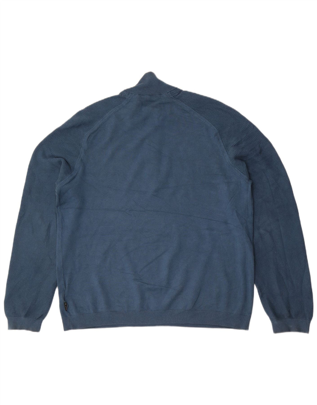 Ted Baker Pull col zippé pour homme Taille 6 2XL Bleu Viscose