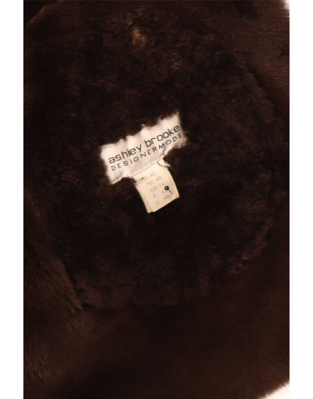 Ashley Brooke Womens Shearling Coat UK 14 Medium Brown Leather