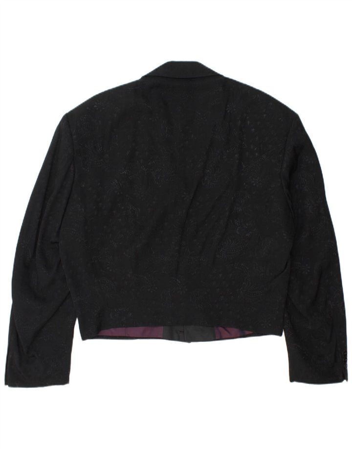 Wilvorst Mens 2 Button Blazer Jacket UK 40 Large Black Paisley Viscose