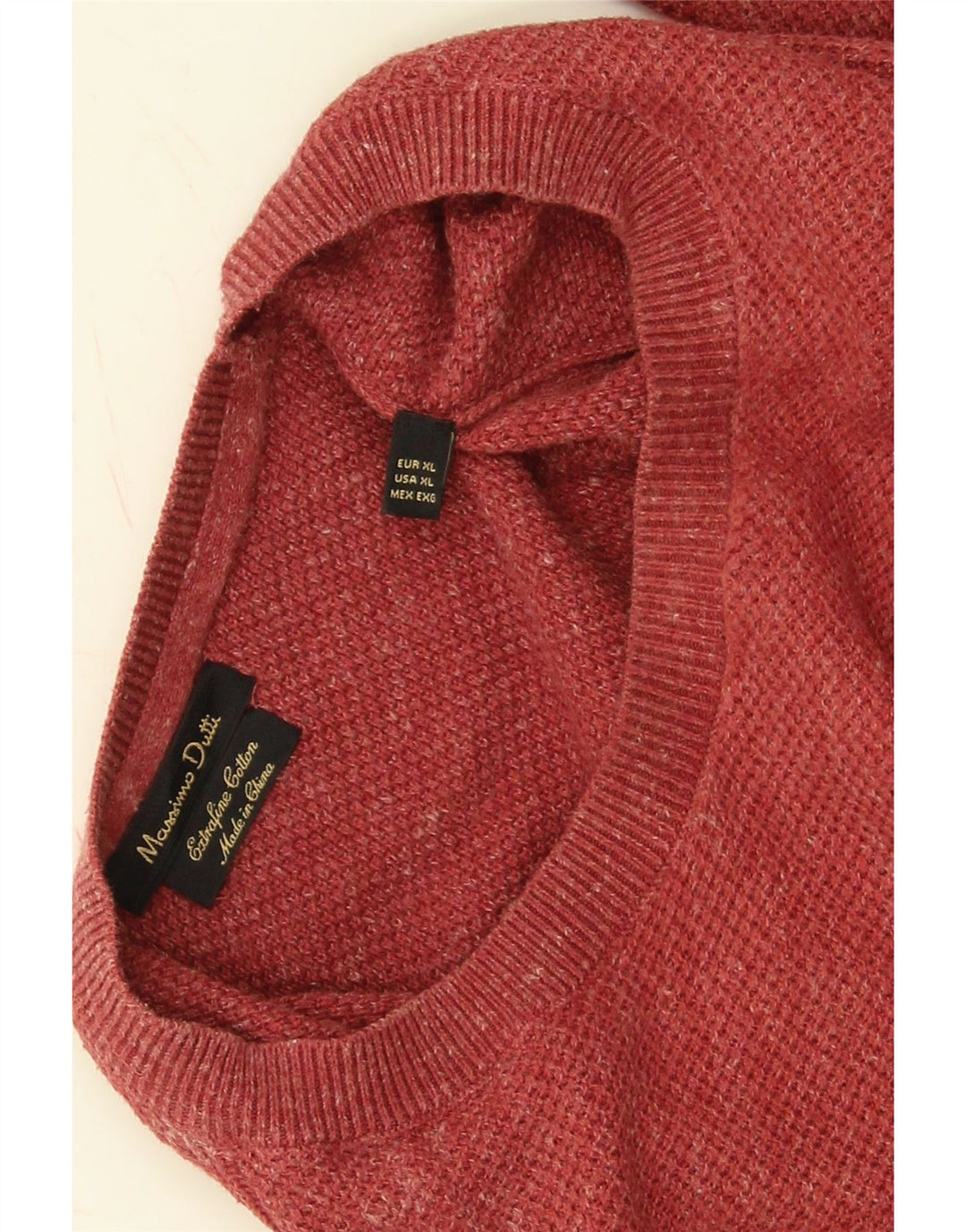 MASSIMO DUTTI Mens Crew Neck Jumper Sweater XL Maroon Cotton Vintage Massimo Dutti and Second-Hand Massimo Dutti from Messina Hembry 