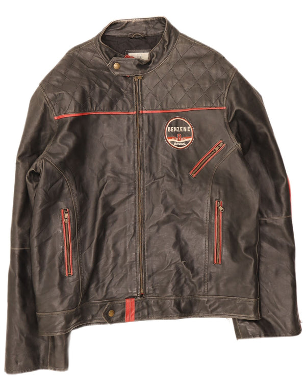 Les Boulevards Herre Moto Racer Læderjakke UK 40 Large Sort