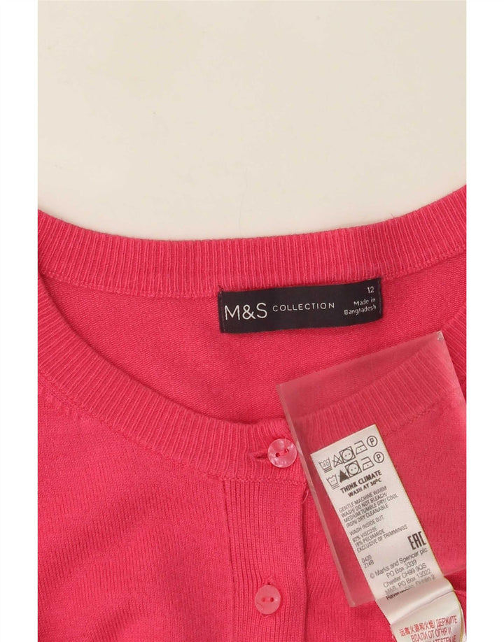 Marks & Spencer Womens Cardigan Sweater UK 12 Medium Pink Viscose