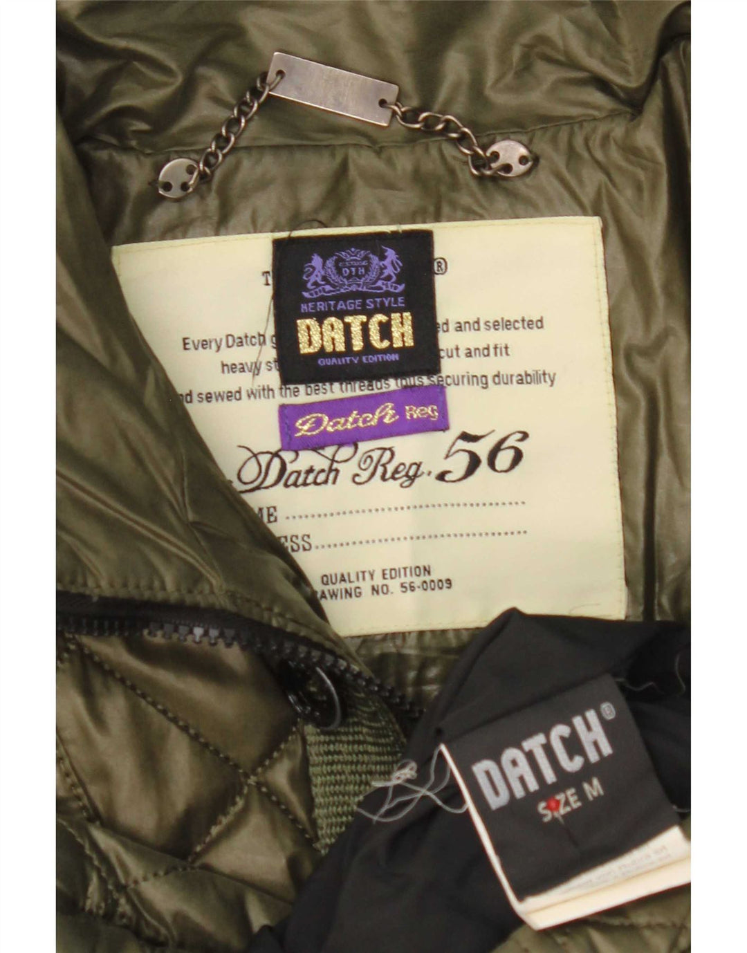 Datch Mens Quilted Jacket UK 38 Medium Khaki Polyester