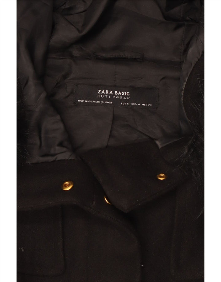 Zara Womens Hooded Windbreaker Jacket UK 14 Medium Black