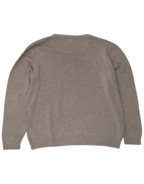 Guess Mens Graphic Boat Neck Jumper pulóver 2XL szürke pamut