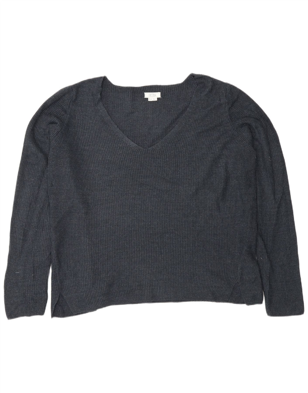 Fat Face Dame Oversized V-hals sweater UK 12 Medium Navy Blue