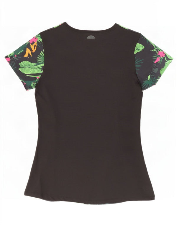 T-shirt grafica da donna Ellesse Top UK 12 poliestere floreale nero medio