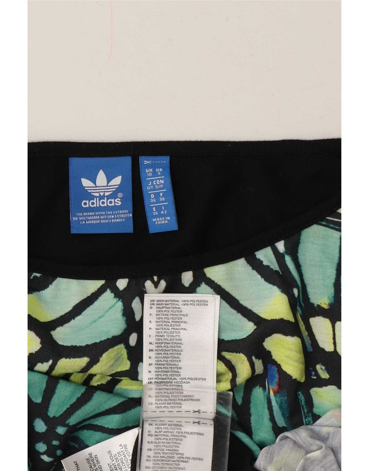 Top Adidas da donna con motivo grafico astratto manica 3/4 UK 10 piccolo multicolore