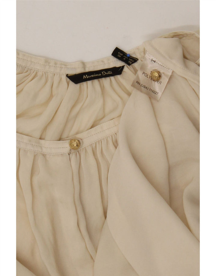 Massimo Dutti Dame Langærmet Bluse Top EU 38 Medium Beige Polyester