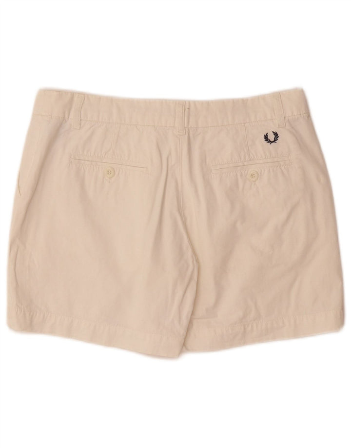 FRED PERRY Womens Chino Shorts IT 44 Medium W30  White Cotton